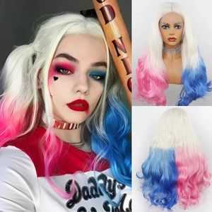 -WOMAN 22” HARLEY QUINN Unicorn BLONDE OMBRE BODY WAVY WIG *NEW*